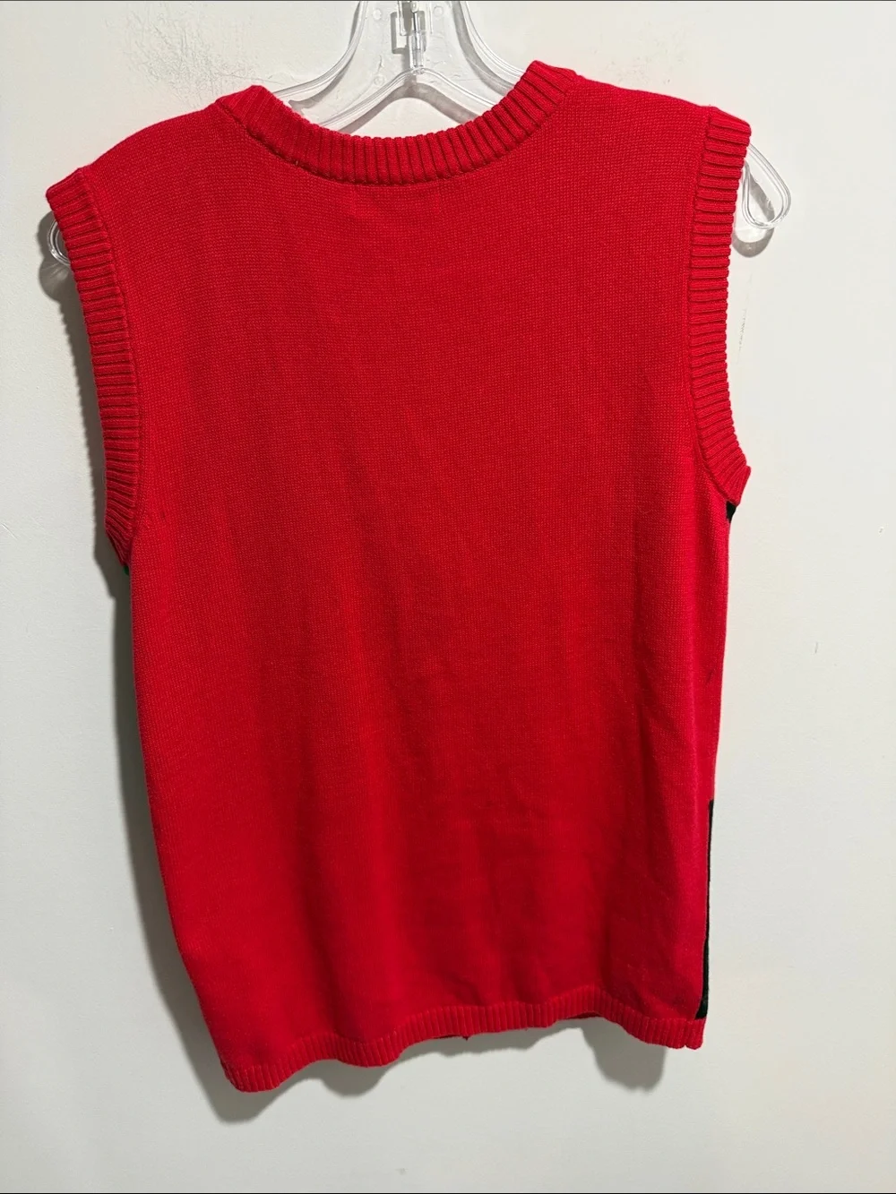 Vintage 100% Cotton Red & Green Gingerbread Holiday Sweater Vest Size Small